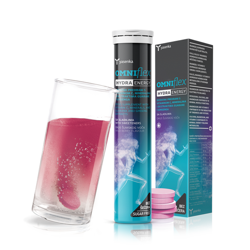Yasenka Omniflex Hydra Energy šumeće tablete u čaši