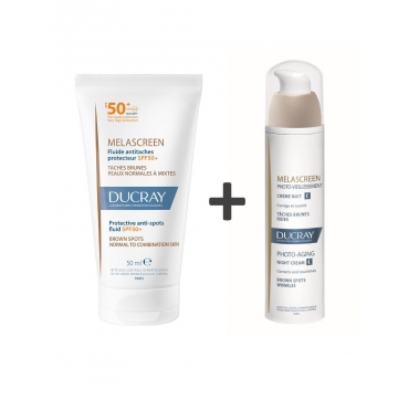 Ducray Melascreen Photo Aging Noćna krema + Ducray Melascreen Zaštitni fluid protiv mrlja SPF50+