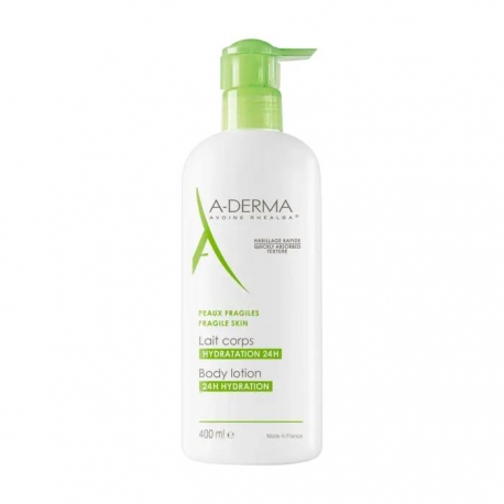 A-derma Hidratantno mlijeko za tijelo 400 ml na zidiću pored trave